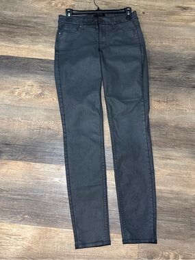 White House black market women’s coated, slim skinny jeans, gray stretch size 4